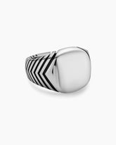 Chevron Signet Ring in Sterling Silver, 18mm